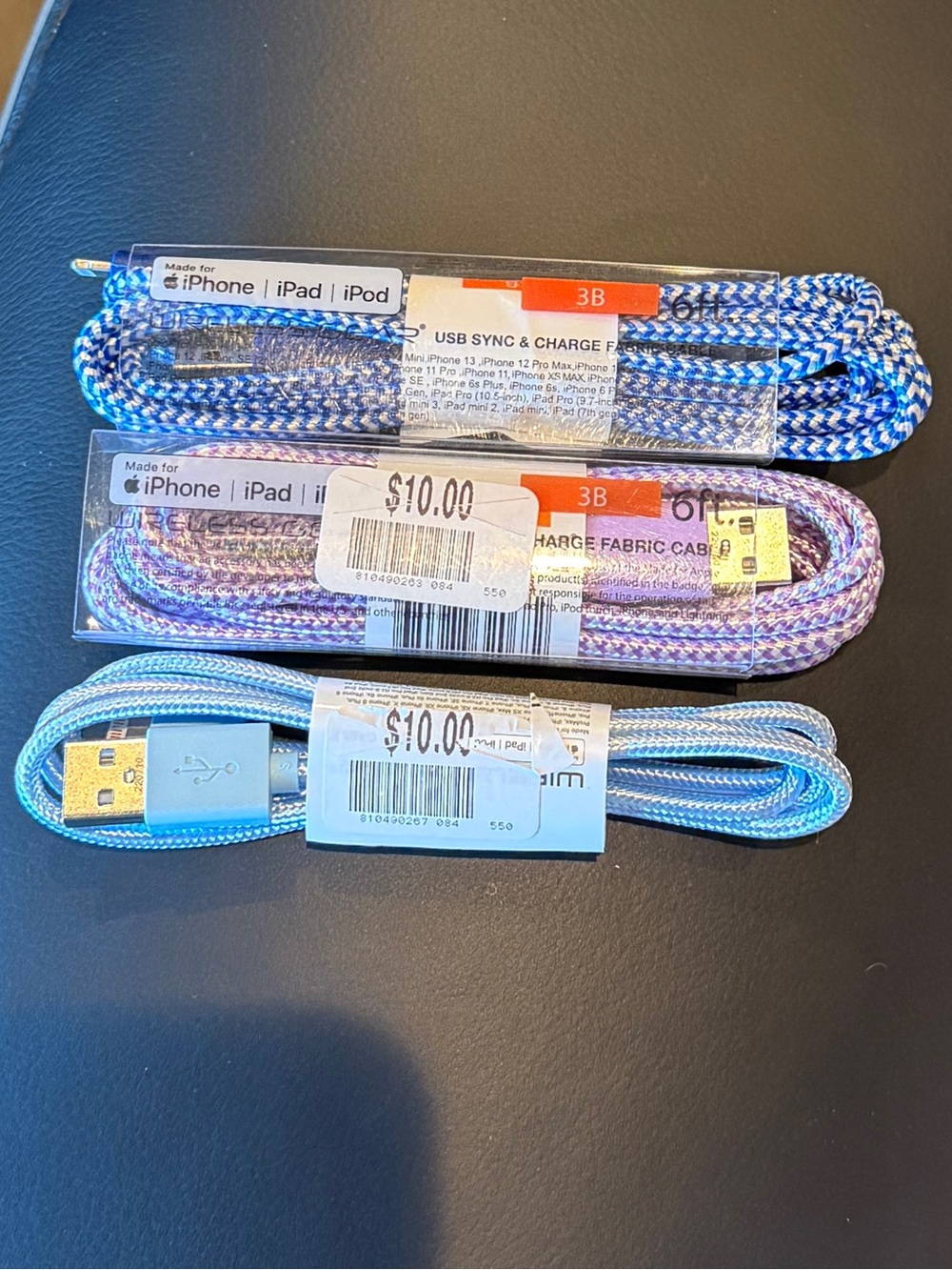 Set of 3 Charging Cables for iPhone 14 and older